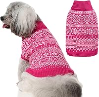 Vista 9 de HOMIMP Suéter de rombos para perros - Ropa cálida de invierno para cachorros, abrigo suave, suéter feo para perros pequeños, medianos y grandes, Azul