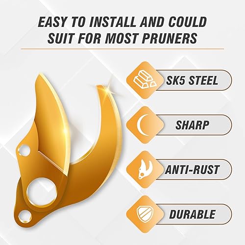 Miniatura 2 de Takuoo Cuchilla de repuesto para tijeras de podar eléctricas, titanio SK5 de 1.6 pulgadas de diámetro de corte, solo compatible con modelos de 1.6