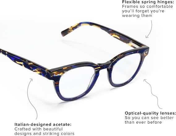 eyebobs - Waylaid | Premium Traditional and Blue Light Reading Glasses | Round Frame for Average Faces