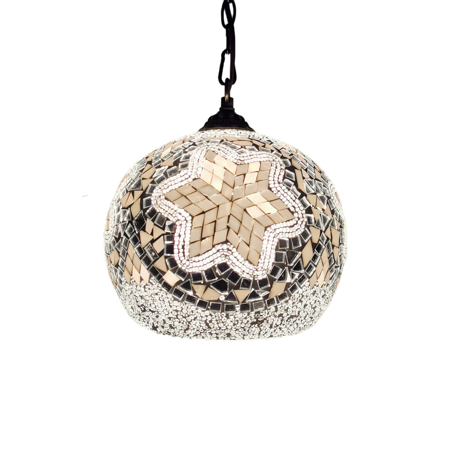 METTEOR Turkish Moroccan Mosaic Plug In Swag Pendant Lamp Light Fixture Plugged Tiffany Chandelier For Hallway Aisle Porch Stairway Closet,8 Comfort (5 A)
