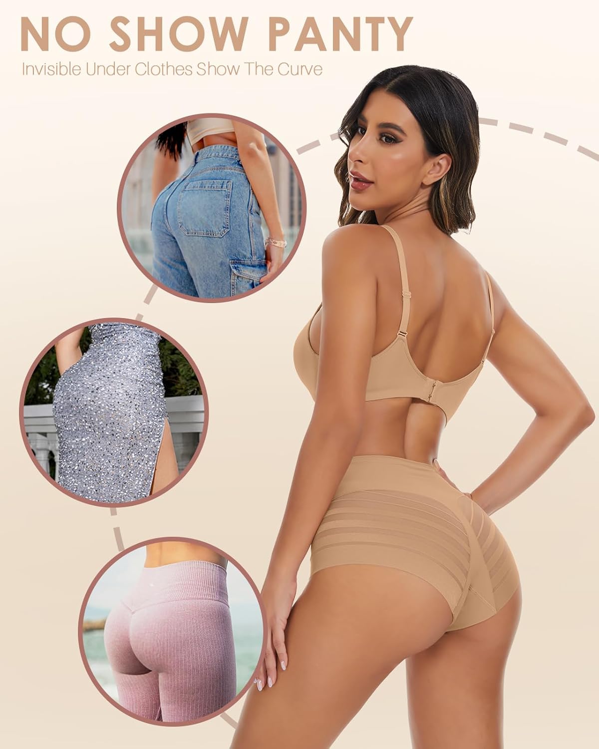 Sexy Mesh Tummy Control Panties For Women Stripe Lace Seamless Tummy Control Underwear No Show Lower Belly Shapewear - Image 5