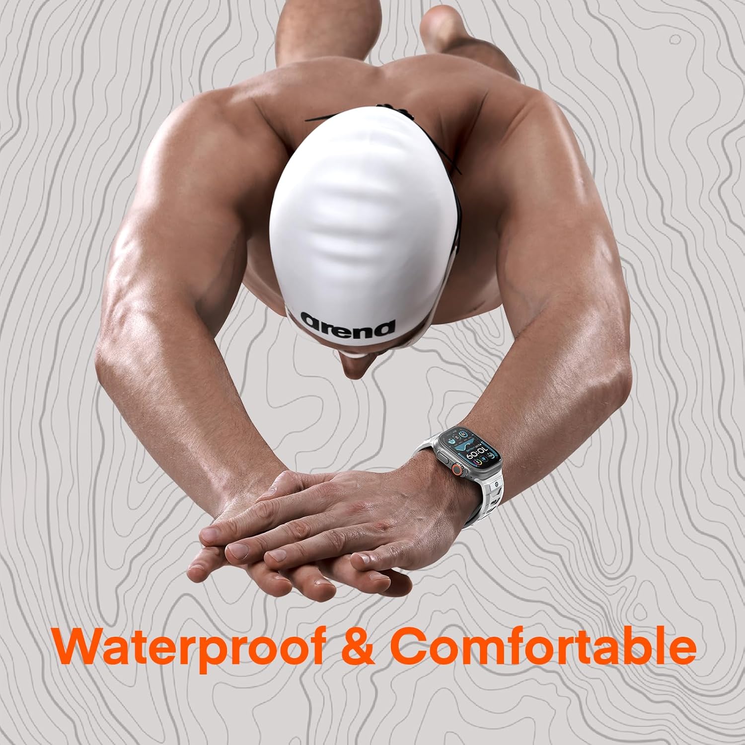 SquishSquash Ganoid FKM Rubber Sport Band Compatible with Apple Watch Ultra 3/2/1 SE Series 11/10/9/8/7/6/5/4, Fluoroelastomer Waterproof Strap for iWatch 44/45/46/49MM (Sea Sand White)