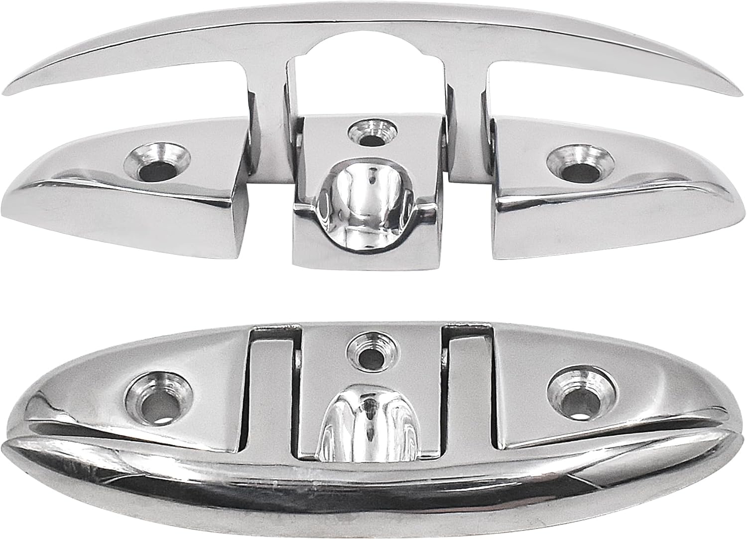 6" Premium Stainless Steel Folding Boat Cleats 6 inch - Flip-up Dock Cleat for Boat and Deck - Marine Grade 316 Stainless Steel with Fasteners - (1, 2, 4 Pack)