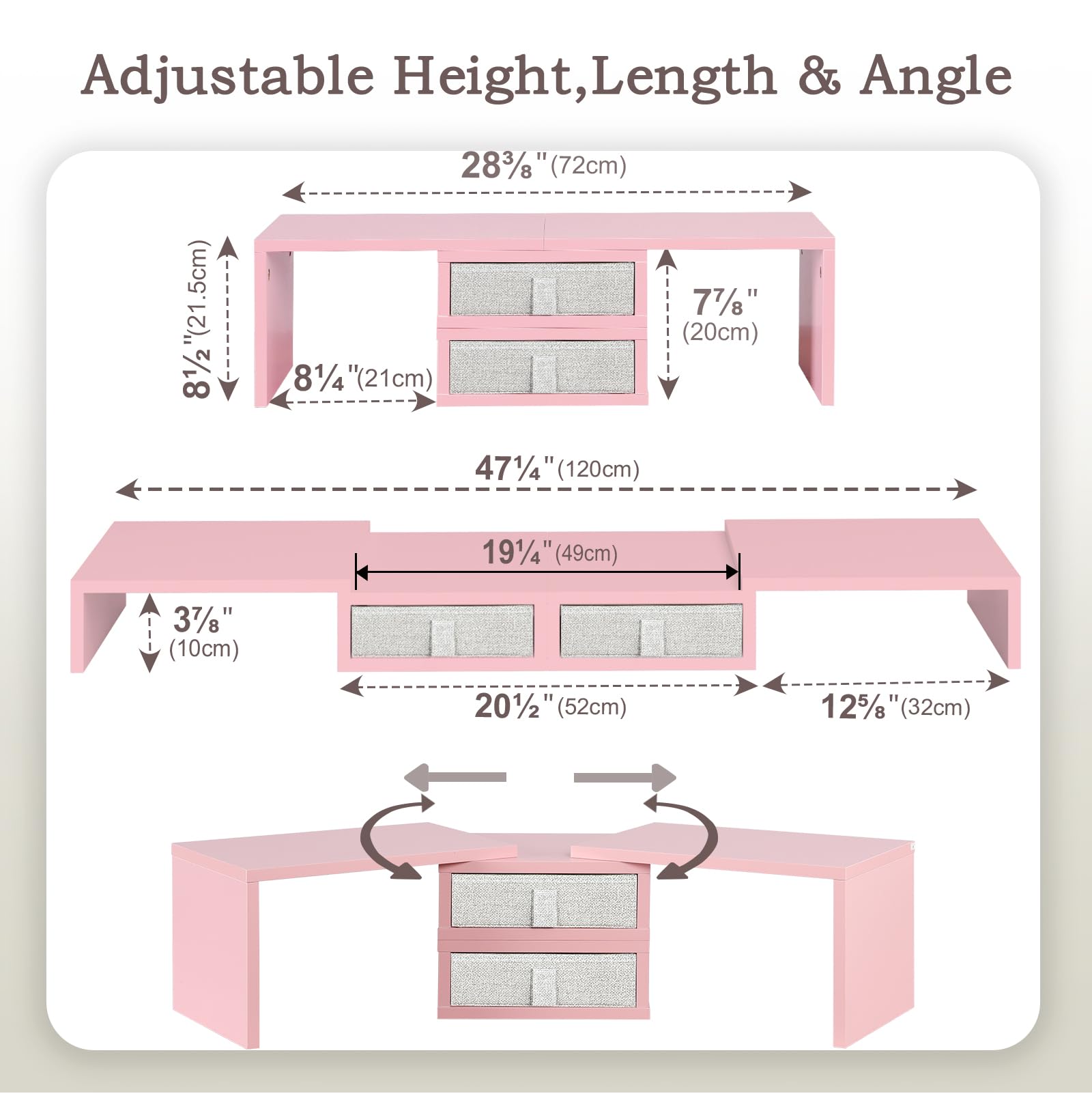 Snapklik.com : TEAMIX Pink Dual Monitor Stand Riser