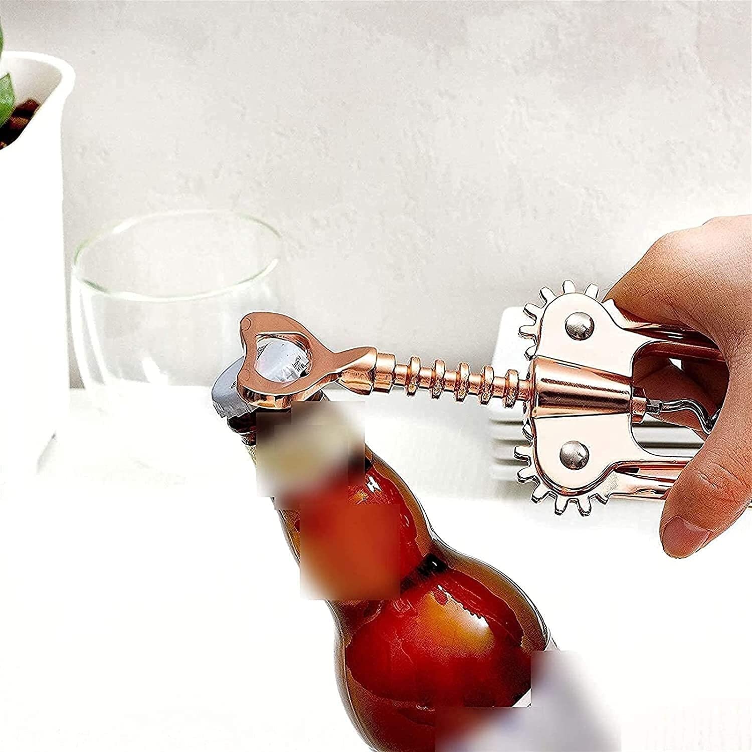Weinflaschenöffner Rose Gold Bier Flaschenöffner, Edelstahl geflügelte Korkenzieher Rosa Wein Zubehör