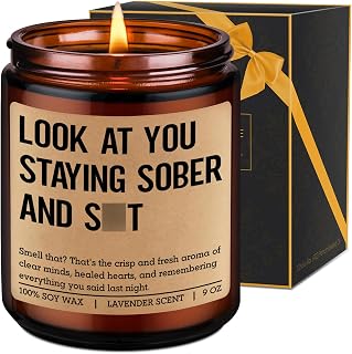 LEADO Scented Candle, Sober Gifts, Sobriety Gifts for Women, Men - Recovering, 1 Year Sober, 2 Year Sobriety Presents - Funny Proud of You, Anniversary, Christmas, Birthday Present for Her, Him