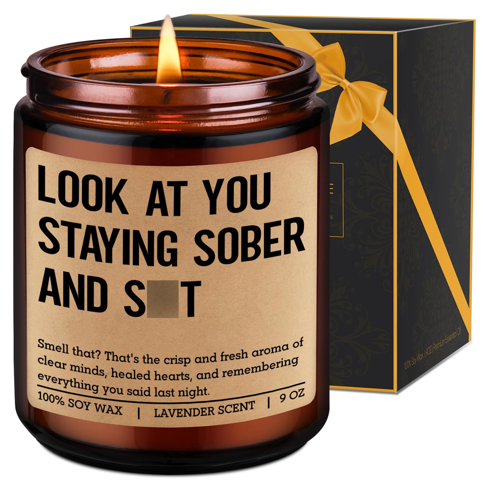 LEADO Scented Candle, Sober Gifts, Sobriety Gifts for Women, Men - Recovering, 1 Year Sober, 2 Year Sobriety Presents - Funny Proud of You, Anniversary, Recovery, Birthday Present for Her, Him