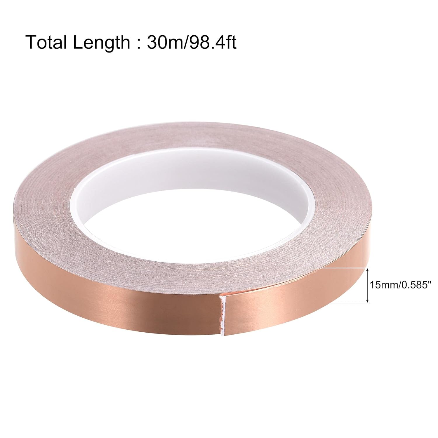 uxcell Single-Sided Conductive Tape Copper Foil Tape Adhesive 15mm x 30m/98.4ft for Guitar,EMI Shielding Crafts, Electrical Repairs 2pcs