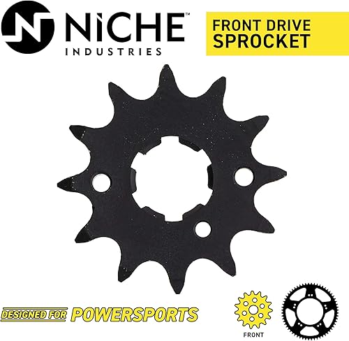 Miniatura 6 de NICHE Combo de cadena de piñón de transmisión para Yamaha Grizzly Hunter Breeze 125 delantero 12 trasero 32 dientes 520V junta tórica 74 eslabones