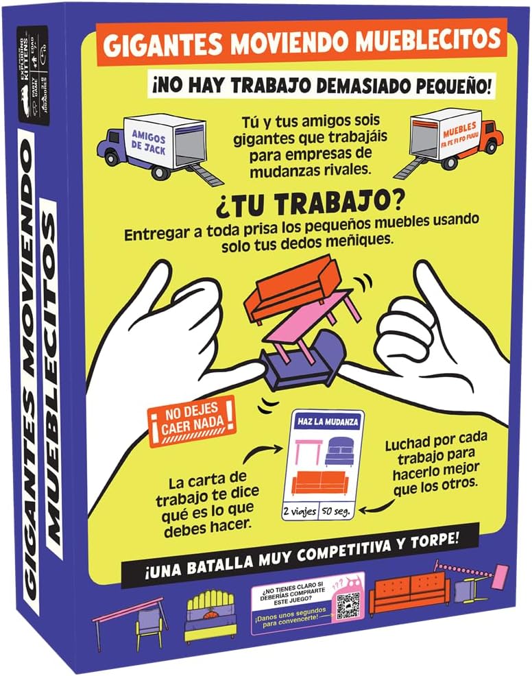 Exploding Kittens Giants Moving Furniture, Board Game, From 7 Years, From 3 Players, 10 Minutes Per Game, Spanish