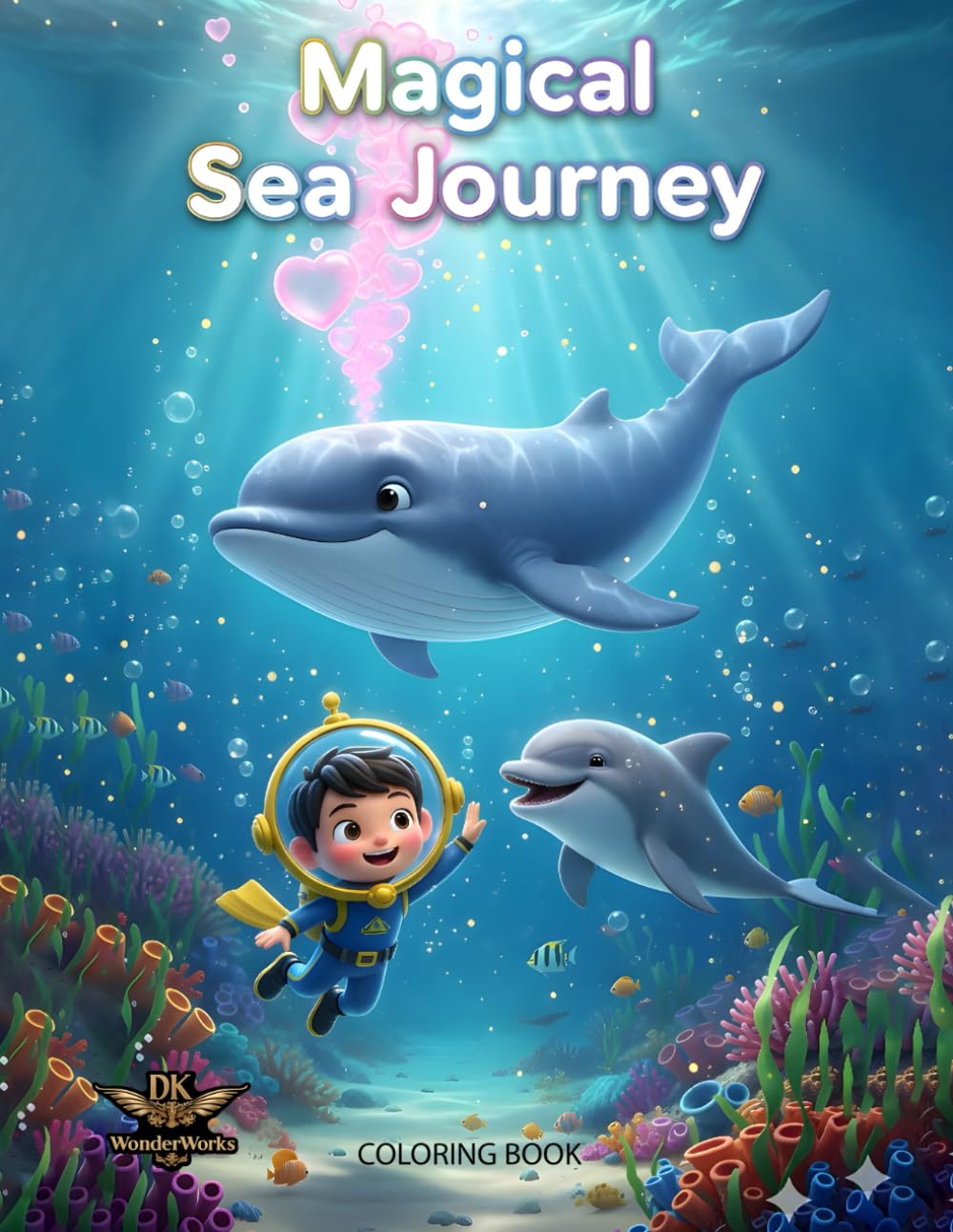 Magical Sea Journey: A Magical Kawaii Ocean Coloring Book with the Kid and the Dolphin