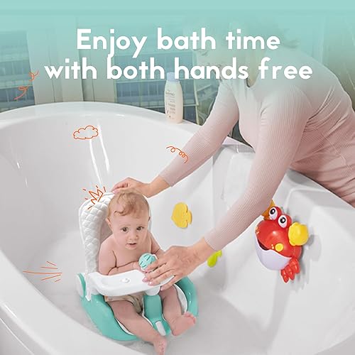 Miniatura 8 de BabyBond Soporte de Baño para Bebé con 2 Modos de Sentarse y Acostarse, Ajuste de 3 Velocidades, Potentes Ventosas, Silla de Bañera para Bebés con