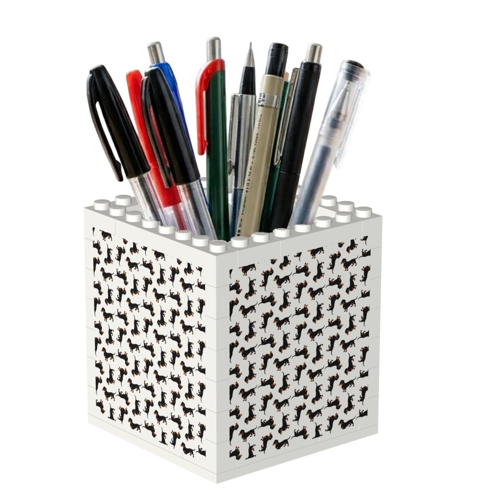 Poadnly Black And Tan Smooth Coated Dachshunds, Pen Pot Pencil Holder for Office Home School, Compact Desk Organiser for Office Stationery
