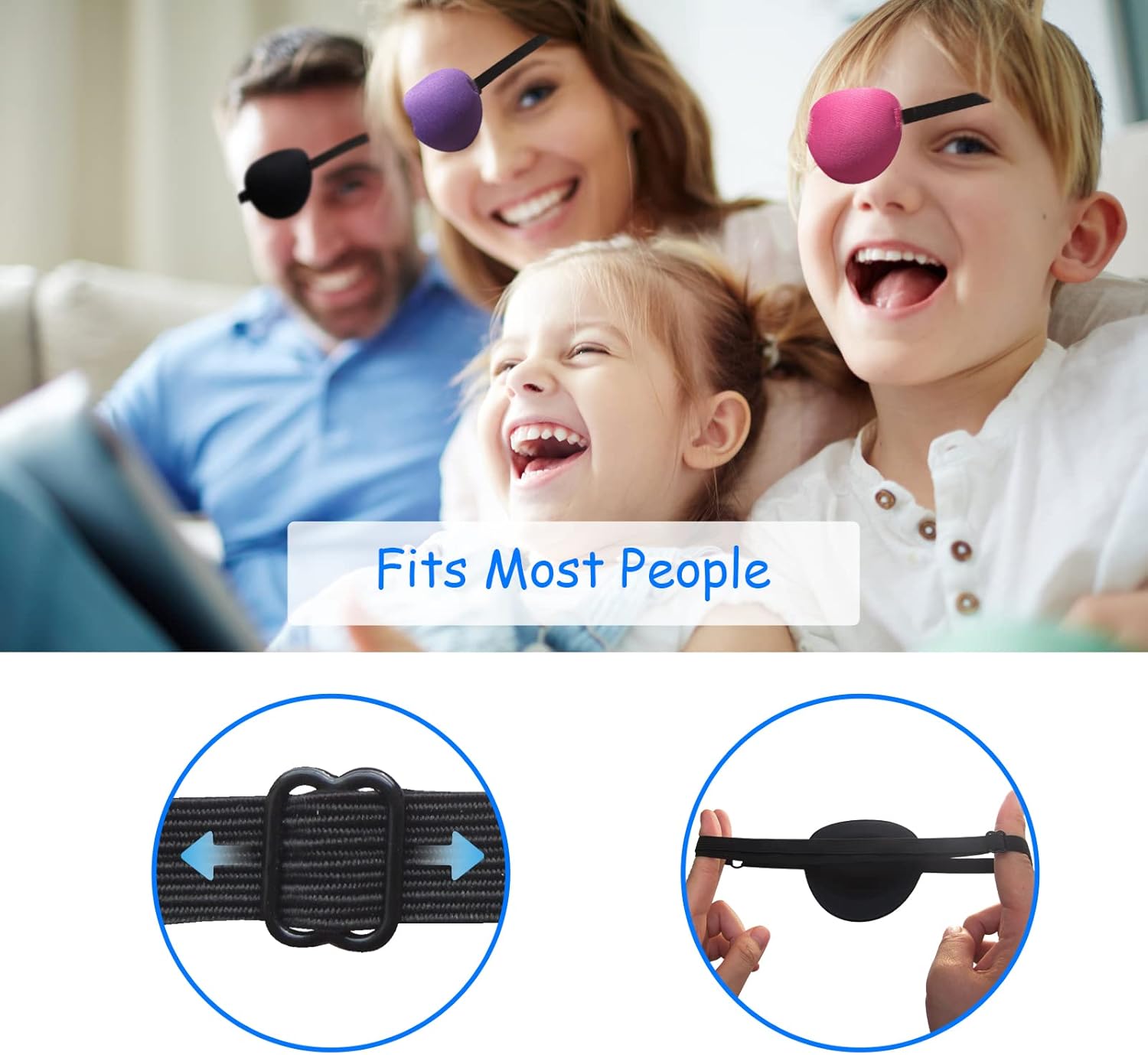 6 pcs Color Eye Patches +2 pcs Pirate Eye Patches +2 Left Right Eye Patches