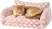 Vista 31 de Hollypet Cama para gatos, mullida, multifuncional, de doble capa, suave para mascotas, sofá ortopédico para gatos y perros pequeños, color rosa