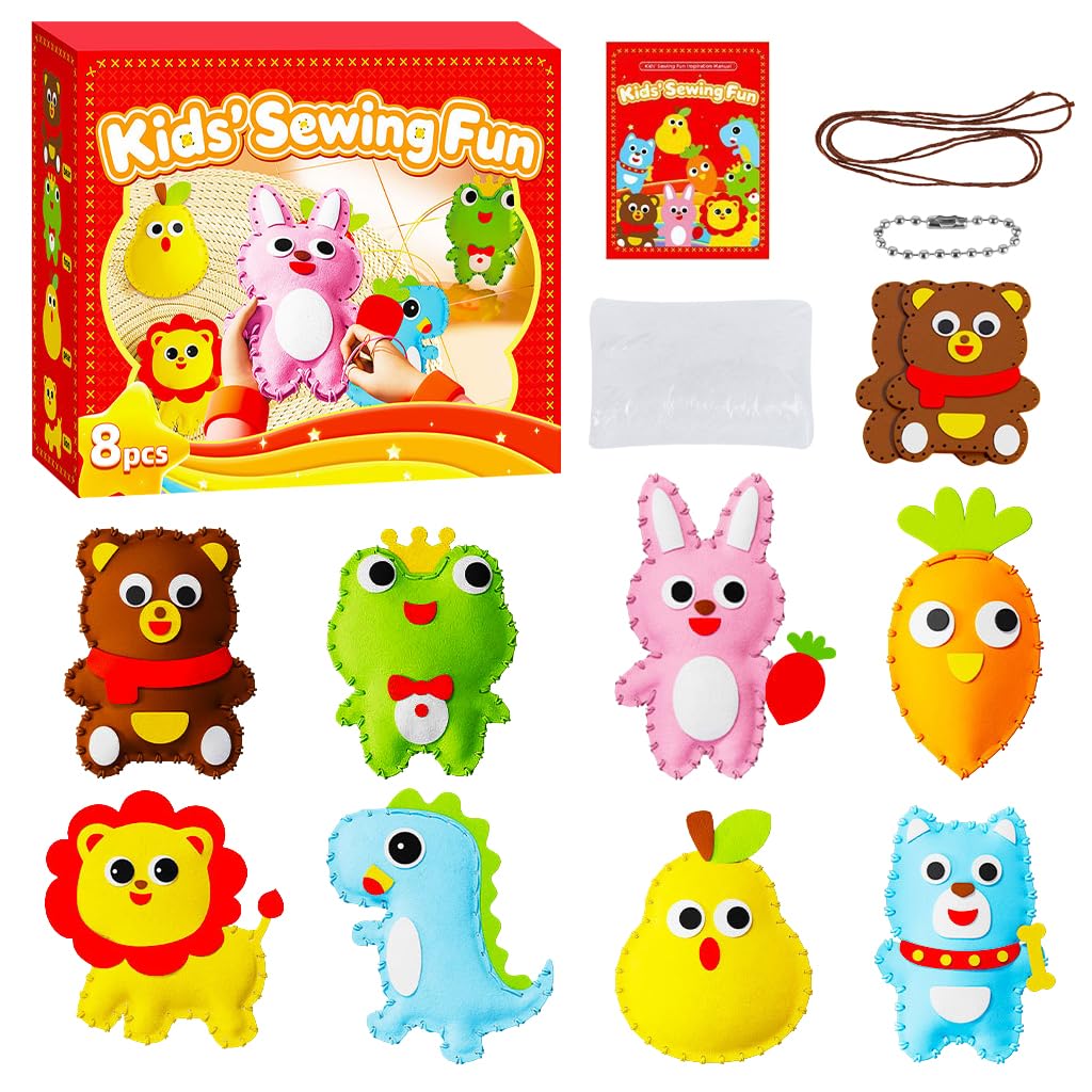 PATPAT® DIY Hand Sewing Stuffed Cartoon Key Charm Kit, Handmade Plush Key Charm Craft Set, Easy Stitching Sewing Kit for Kids & Adults, Fun Hands-On Activity for Parties, Groups & Creative Play-image-26