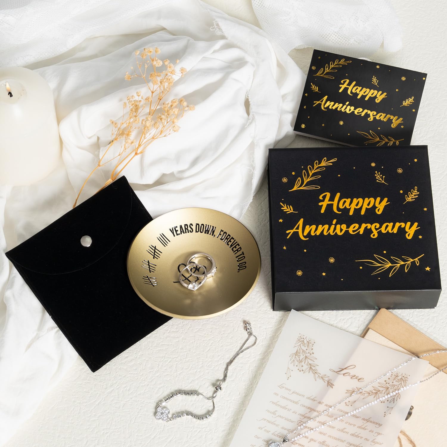 ROINS 19 Year Anniversary Bronze Gifts For Her Him, 19th Wedding Anniversary For Wife Husband, 4" Metal Ring Holder Dish Jewelry Tray - Unique Decoration Ideas Bronze Gift For Parents Men Women
