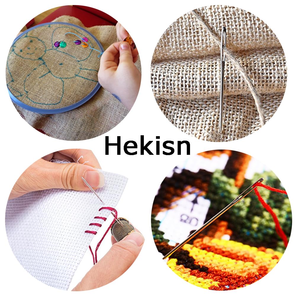 Hekisn - Agujas de tejer de acero inoxidable de gran calidad, 6 agujas de tejer de hilo de acero inoxidable, agujas de coser, agujas de tejer