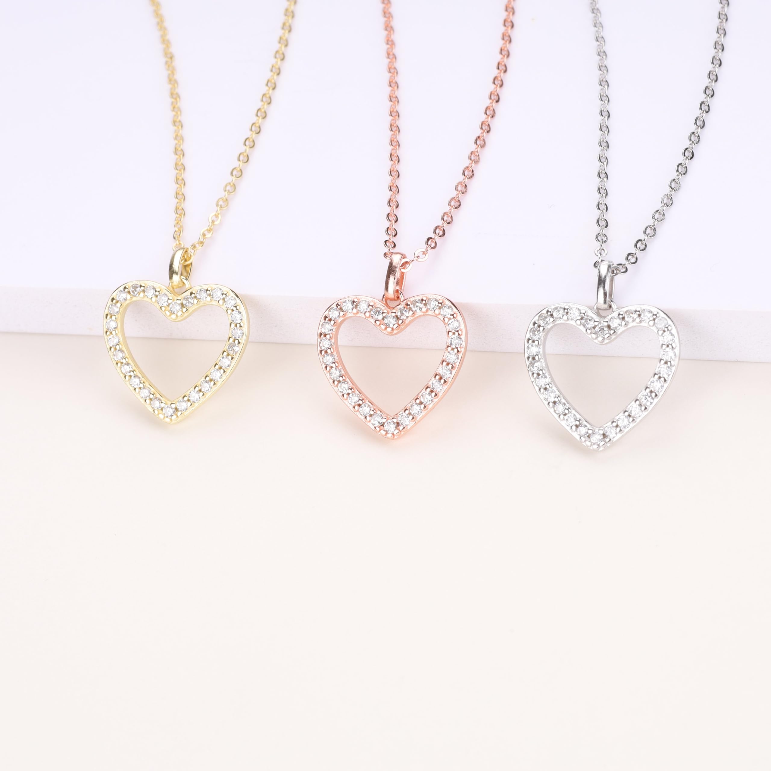 GAVU Collar Mujer con Colgante Corazón de Plata Mujer Collar Corazón Plata/Oro/Oro Rosa
