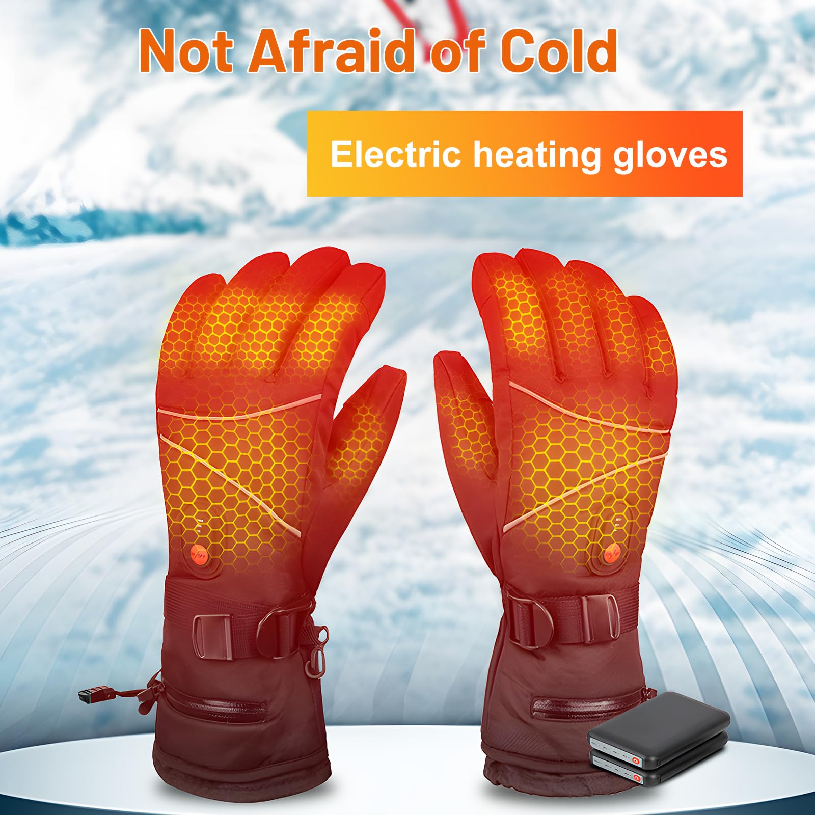 Towwoo Gants Chauffants Homme, 6000mAh Rechargeables Gants De