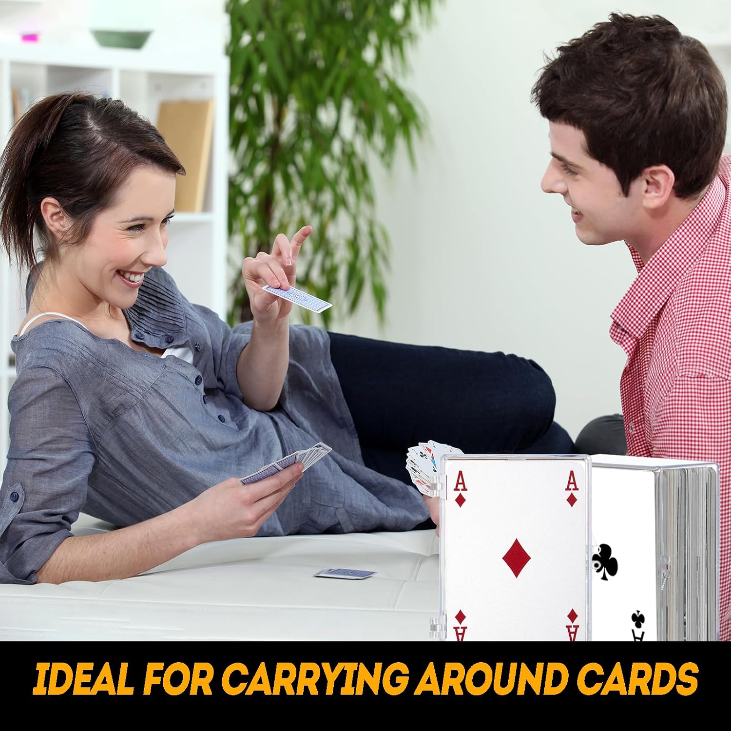 10-Pack 100-Count Deck-Case Card-Box - Hinged Trading Card Storage Box, Trading Deck Boxes, Clear Case Collection Storage Box for Gaming, Sports, Playing Cards