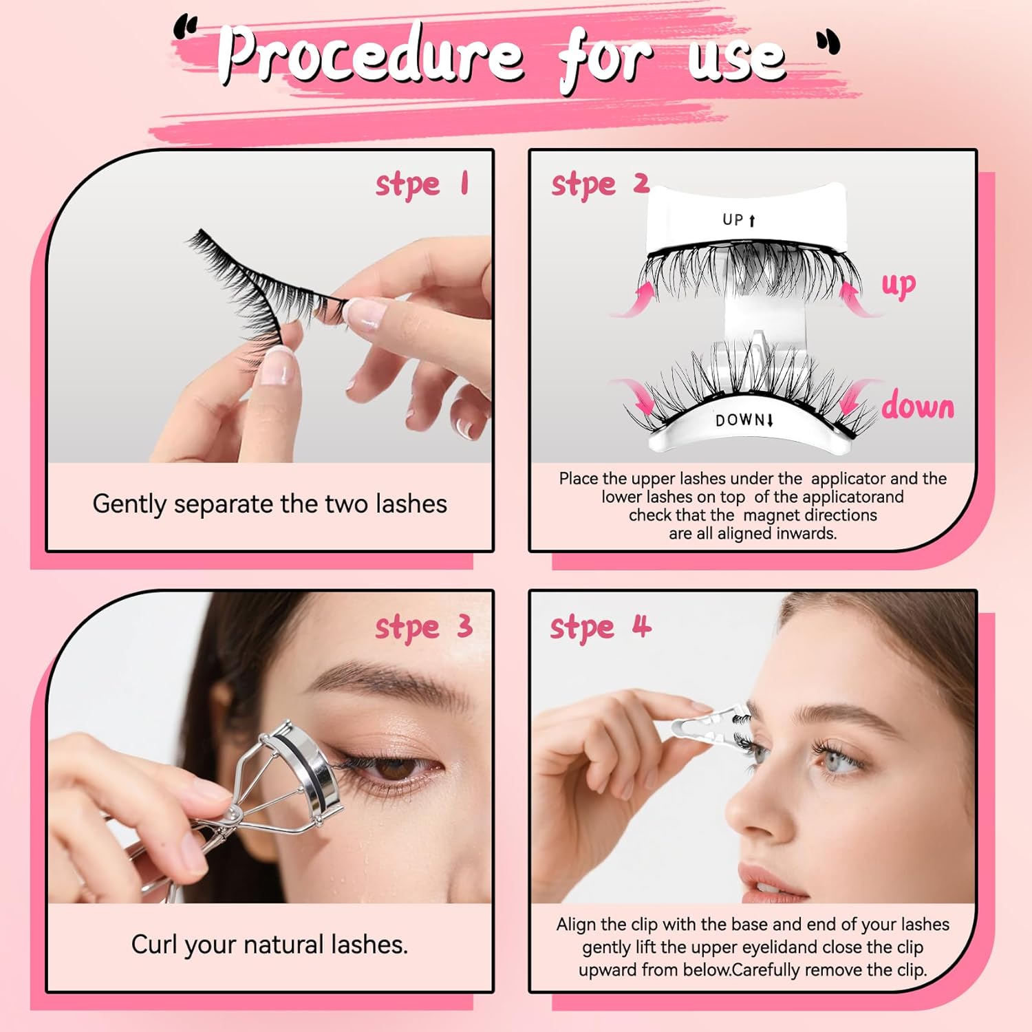 Reusable Magnetic Eyelashes with Applicator No Glue Eyelashes Easy to put on and Remove