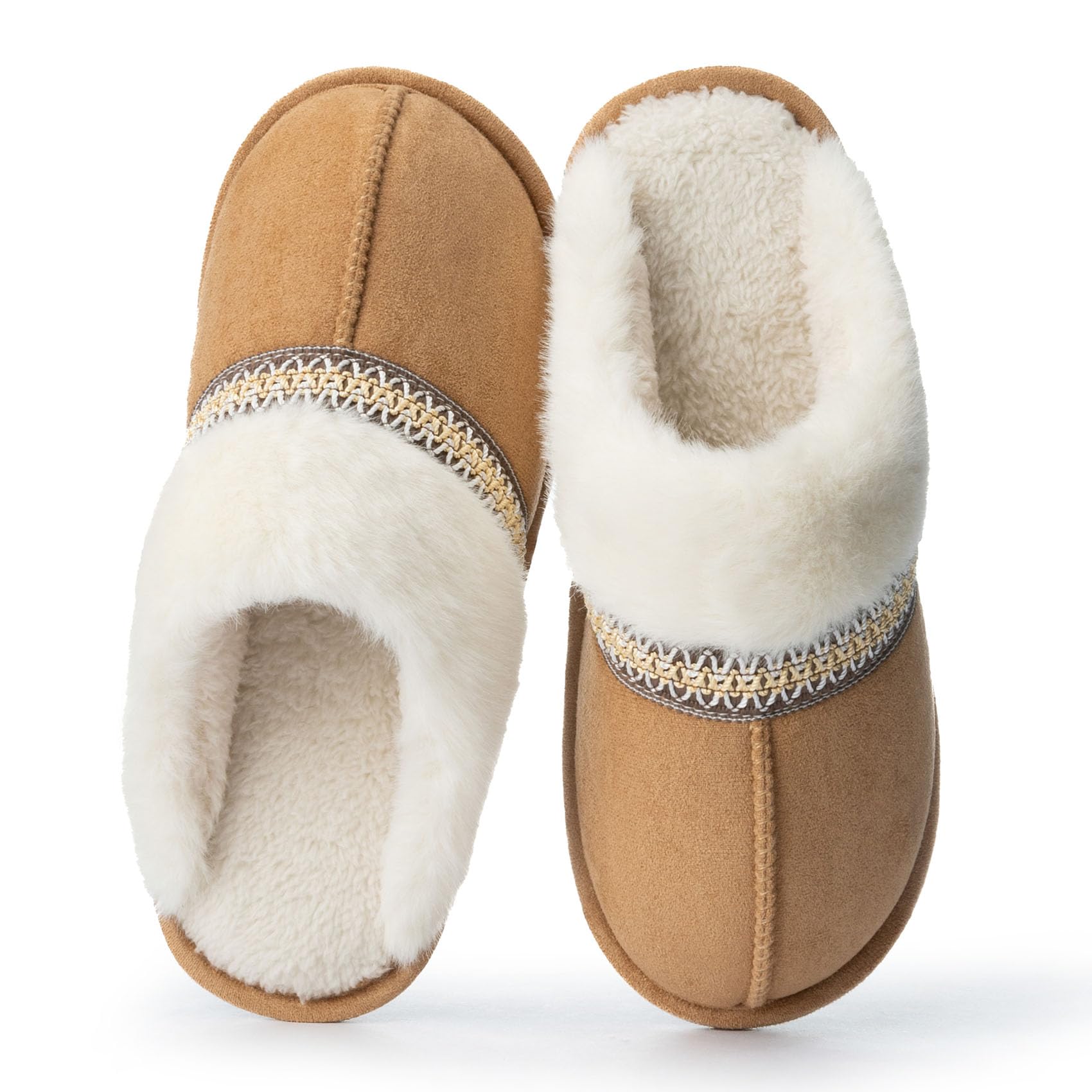 GOEWY Hausschuhe für Damen mit Memory Schaum, Flauschige Winter Hausschuhe aus Wildleder mit Rutschfester Sohle für Innen & Außen, Bequeme Trend Pantoffeln als Geschenk für Frau & Mama