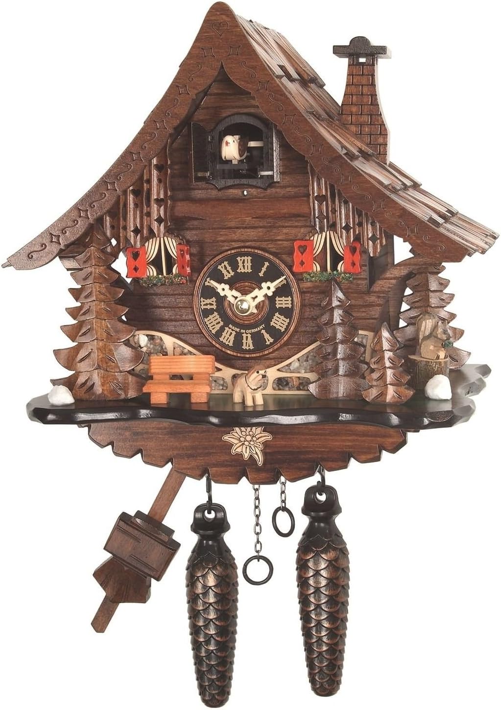 Clockville Hettich Cuckoo Clock Black Forest House Quartz Shingles Wood