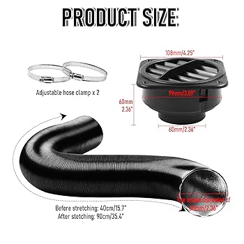 Diesel Heater Accessories 1/2 Valve Flap Air Diesel Heater Duct Vent Splitter Outlet Joiner Connector Pipe Diesel Heater Vent
