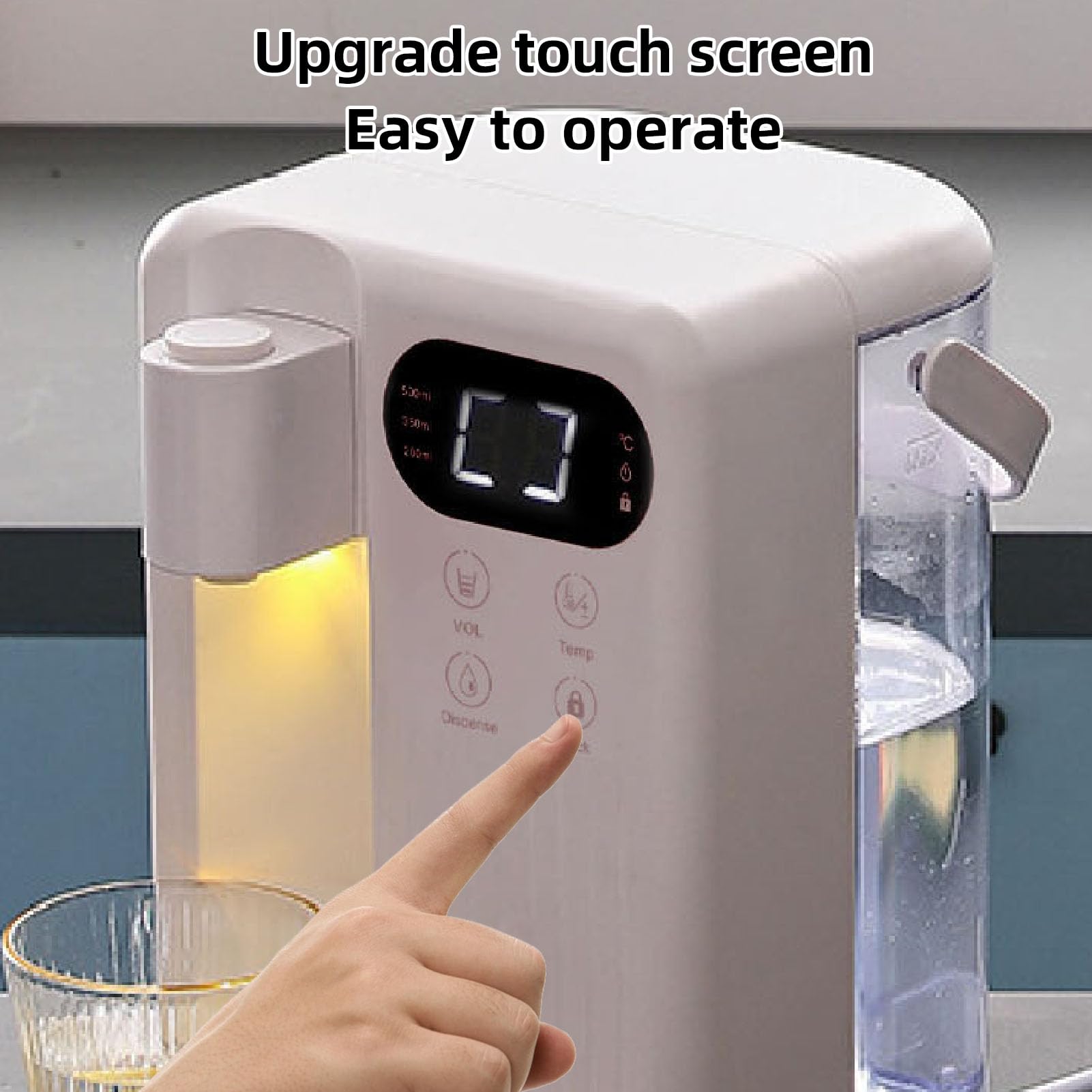 LICAEVEY Dispensador de Agua Caliente Instantáneo de 3 Litros con Bloqueo para Niños, Calentamiento Rápido en 3 Segundos, 12 Ajustes de Temperatura Ajustables, Caldera de Agua (Enchufe de EE. UU.)
