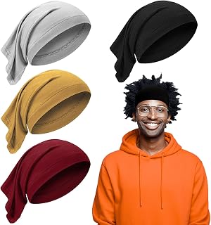 4 Pieces Unisex Dreadlocks Bands Long Hair Dreads Head Wrap Elastic Sleeping Cap Soft Braids Bonnet Tube Headbands for Men Women