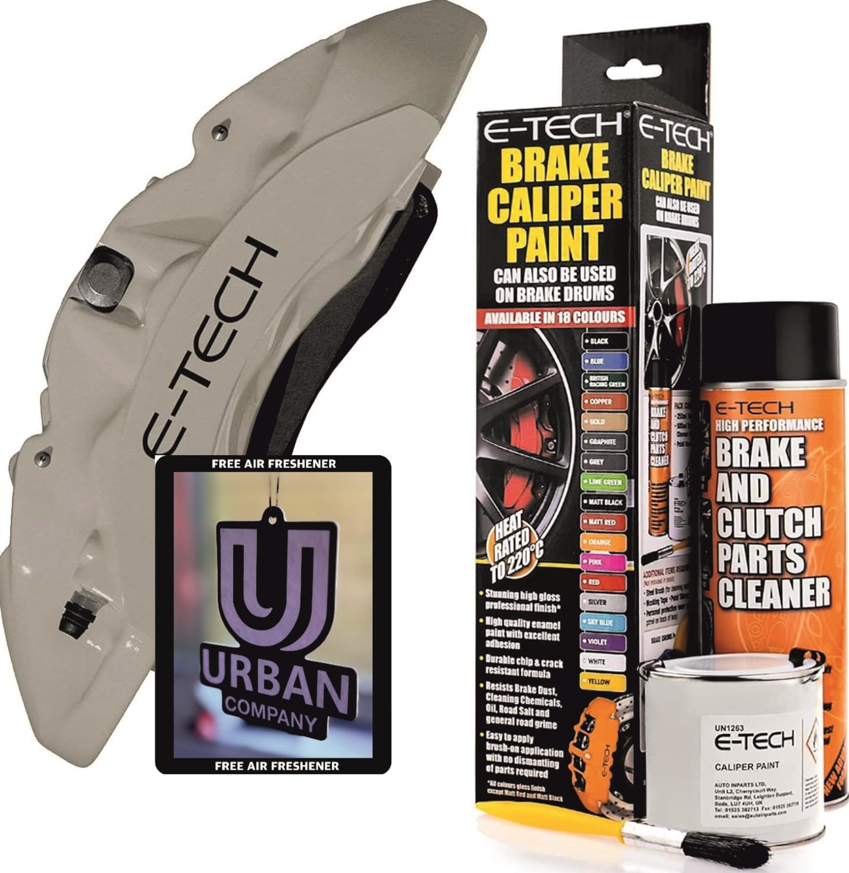 The Urban Company Silver Brake Caliper Paint Complete Kit Inc Paint/Cleaner & Brush Enough For Calipers Inc Free Air Freshener