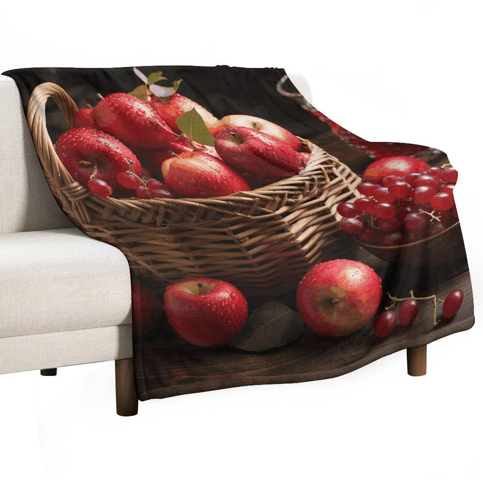 Couverture flanelle fruits rouges 127x152 cm pour lit