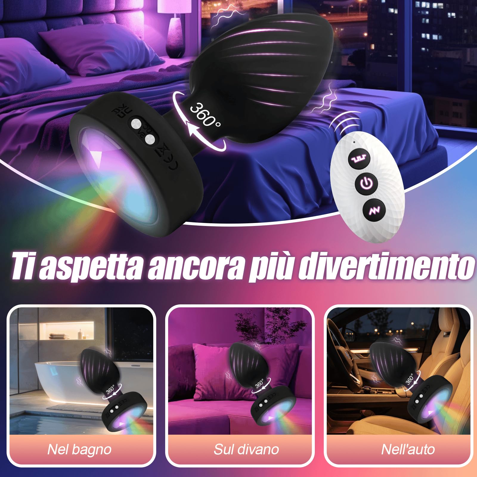 Plug Anale Vibrante, Stimolatore Prostata, Plug Anale Dilatatore Donna con Telecomando, Vibratoreper Uomo Professionale Prostata Vibratore con Modalità 7 Toys Sessuali per Uomini Nero