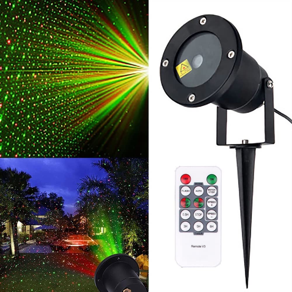 SAKEMA Proyector de luz de Navidad Remoto, luz LED Verde y Roja, Exterior, Proyector de Proyección de Luz de Estrella, Decoración de Fiestas y Vacaciones