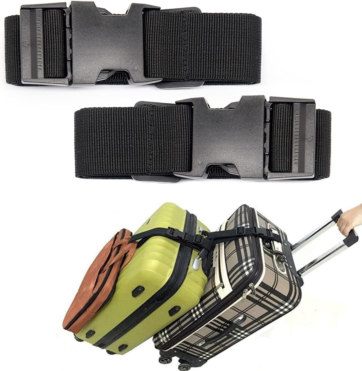 Gopinath Autolink 2 Pcs Add a Bag Luggage Strap 1.5" x 20" Heavy Duty Adjustable Suitcase Belt Travel Attachment Luggage Straps-image-28