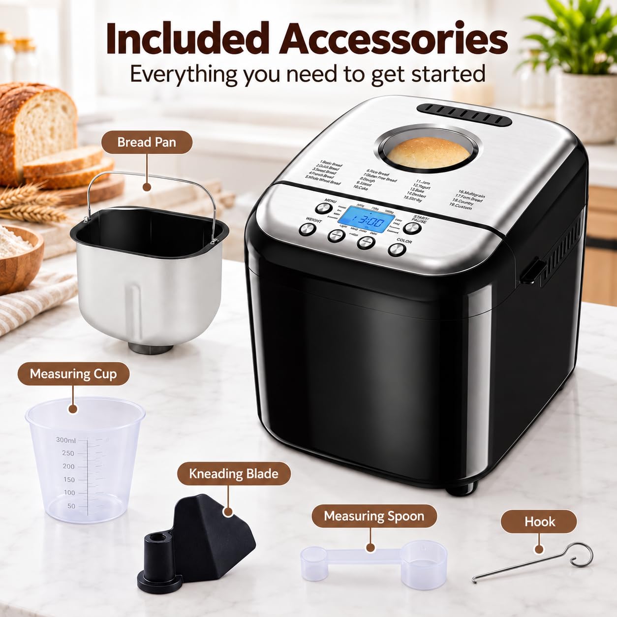 Panificadora, máquina automática de pan con función de amasado de masa