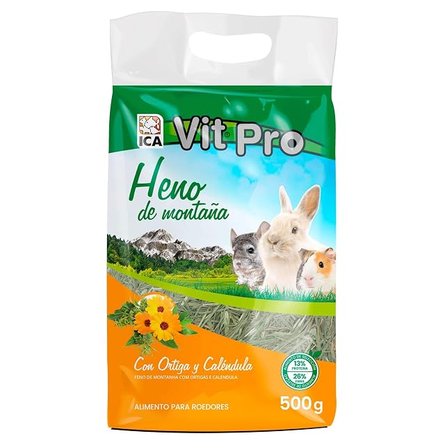 Vit Pro Heno para Conejos, Heno Alta Montaña 500g con Ortiga y Calendula
