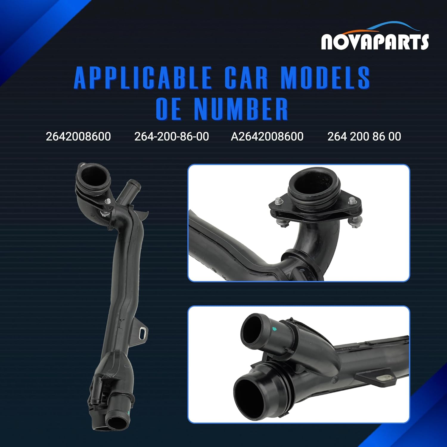 NOVAPARTS 2642008600 Engine Coolant Pipe for Mercedes-Benz C300 E350 GLC300 GLE350 W205 X253 C253 X167 2.0L 1991CC Replaces # 264-200-86-00 A2642008600 264 200 86 00