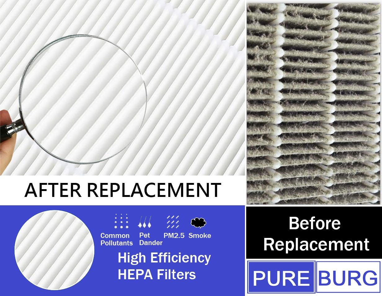 PUREBURG AF-10FL Replacement Filter Compatible with HoMedics Total Clean AF-10, AP-15, AR-10 Air Purifiers, AP-15CRF / AF-15,H13 HEPA with Activated Carbon for Dust, Odor,