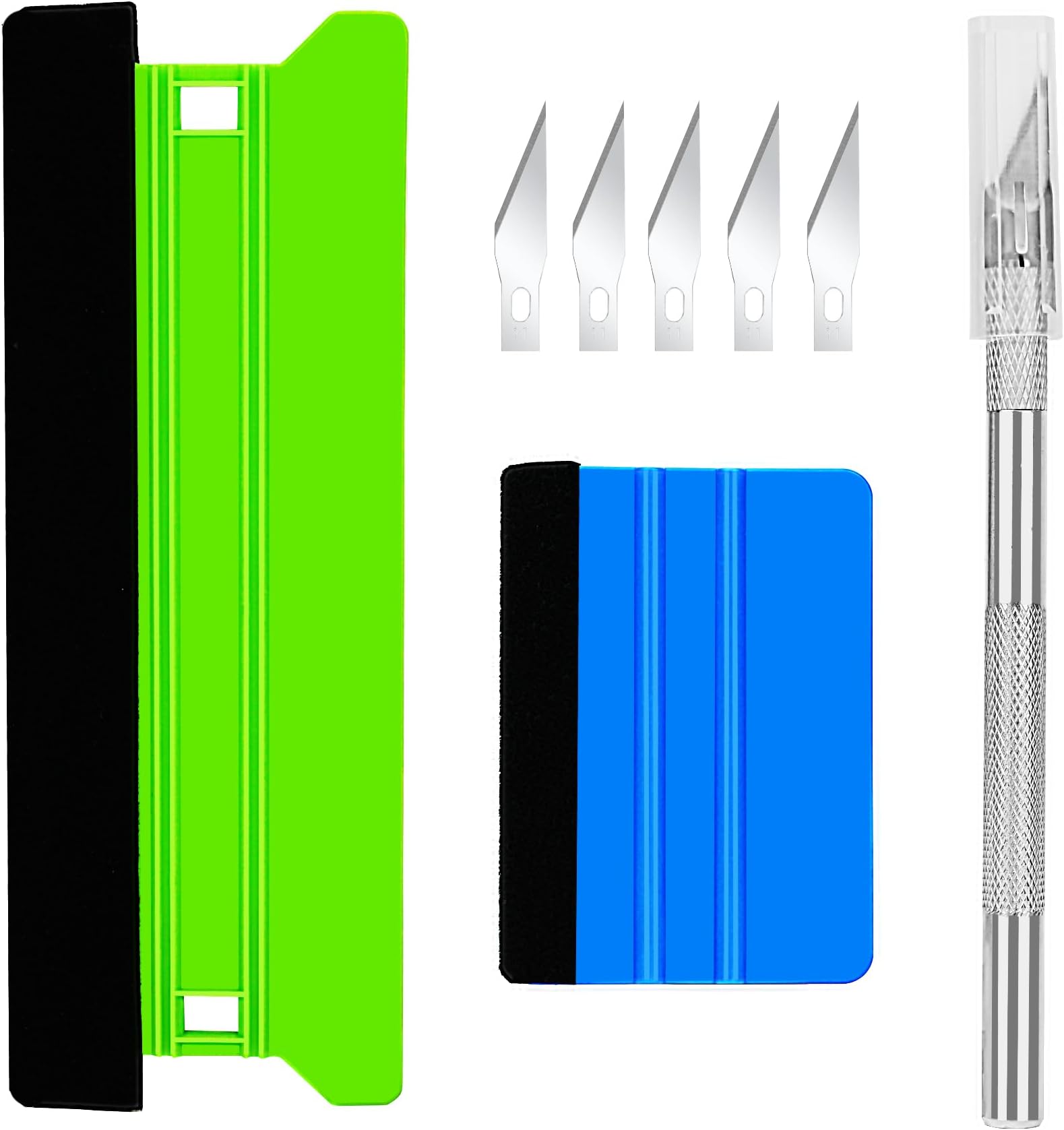 Efficient Application Vinyl Wrap Kit, Window Film Tools & Wallpaper Tools - 21cm & 10cm Plastic Felt Squeegee and Trimmer for Glass Film, Car Vinyl, Car Tint & Wallpaper