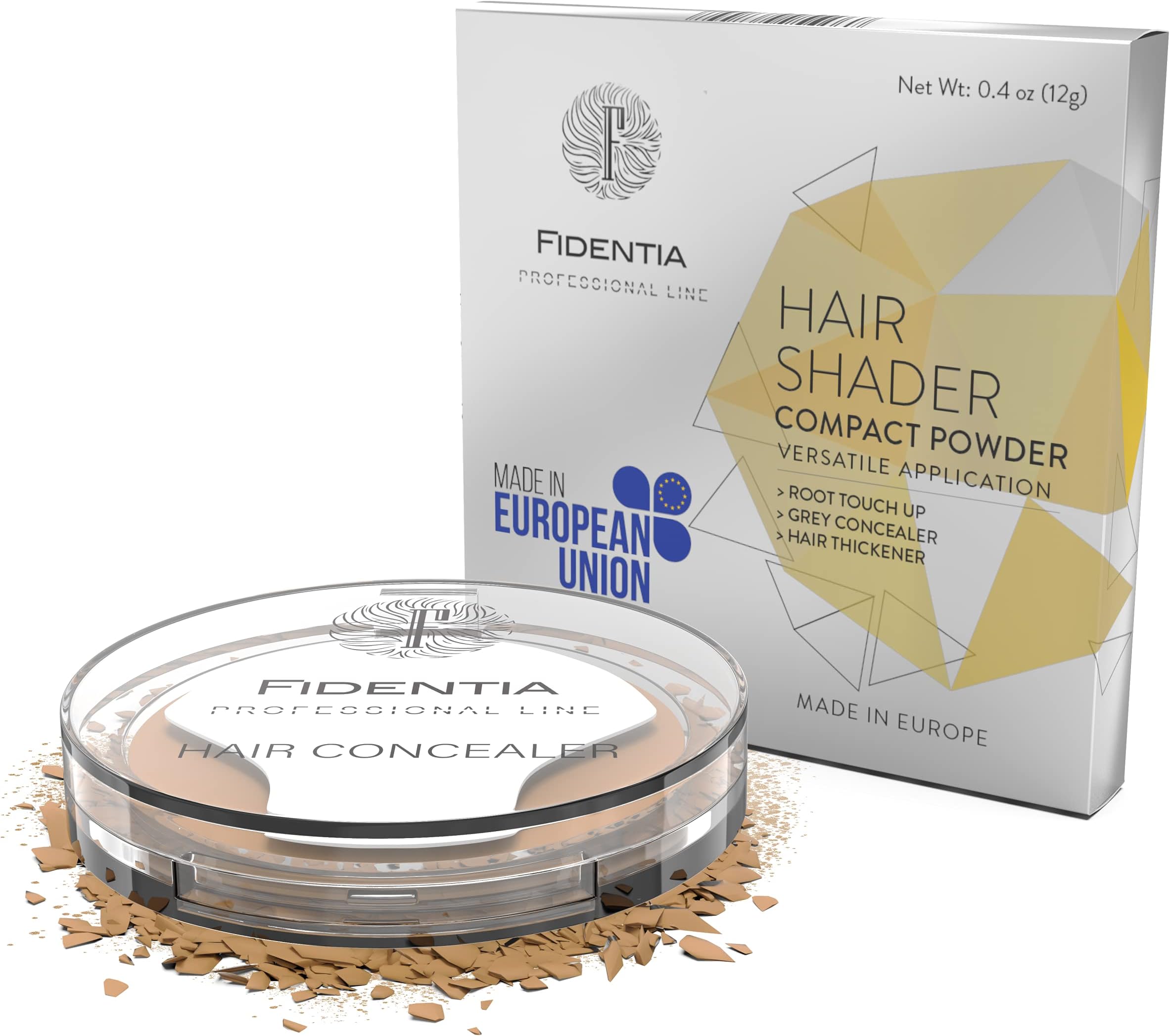 Fidentia Hair Shader Root Touch up, Hair Loss Concealer and Grey Cover Powder (Light Brown)