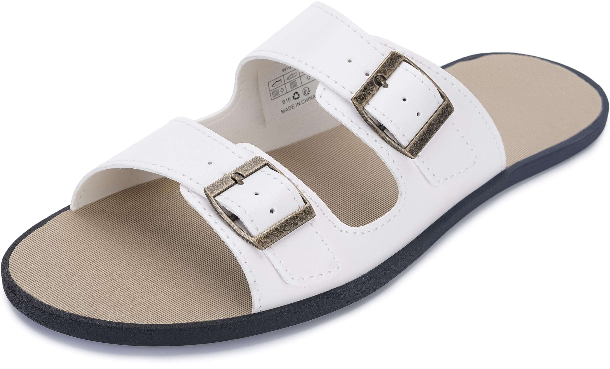 WHITINWomen's Barefoot Sandals Slide Wide Toe Box Minimalist Flat Sandals  Size Leather Zero Drop Dressy Slipper Slip On Walking Shoes sandalias de