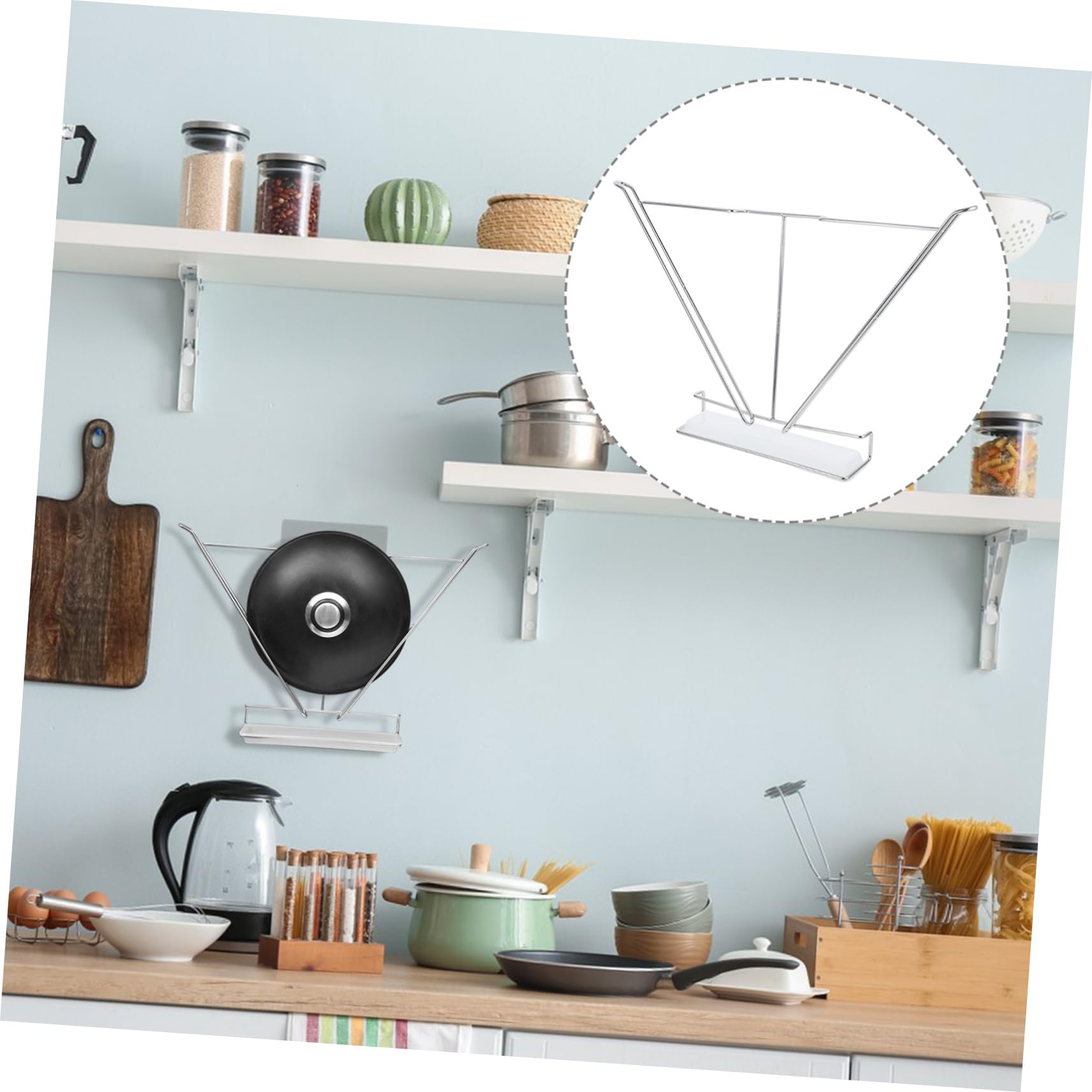 IMIKEYA Porta Coperchi da Parete in Acciaio Inox 304 Argento per Cucina
