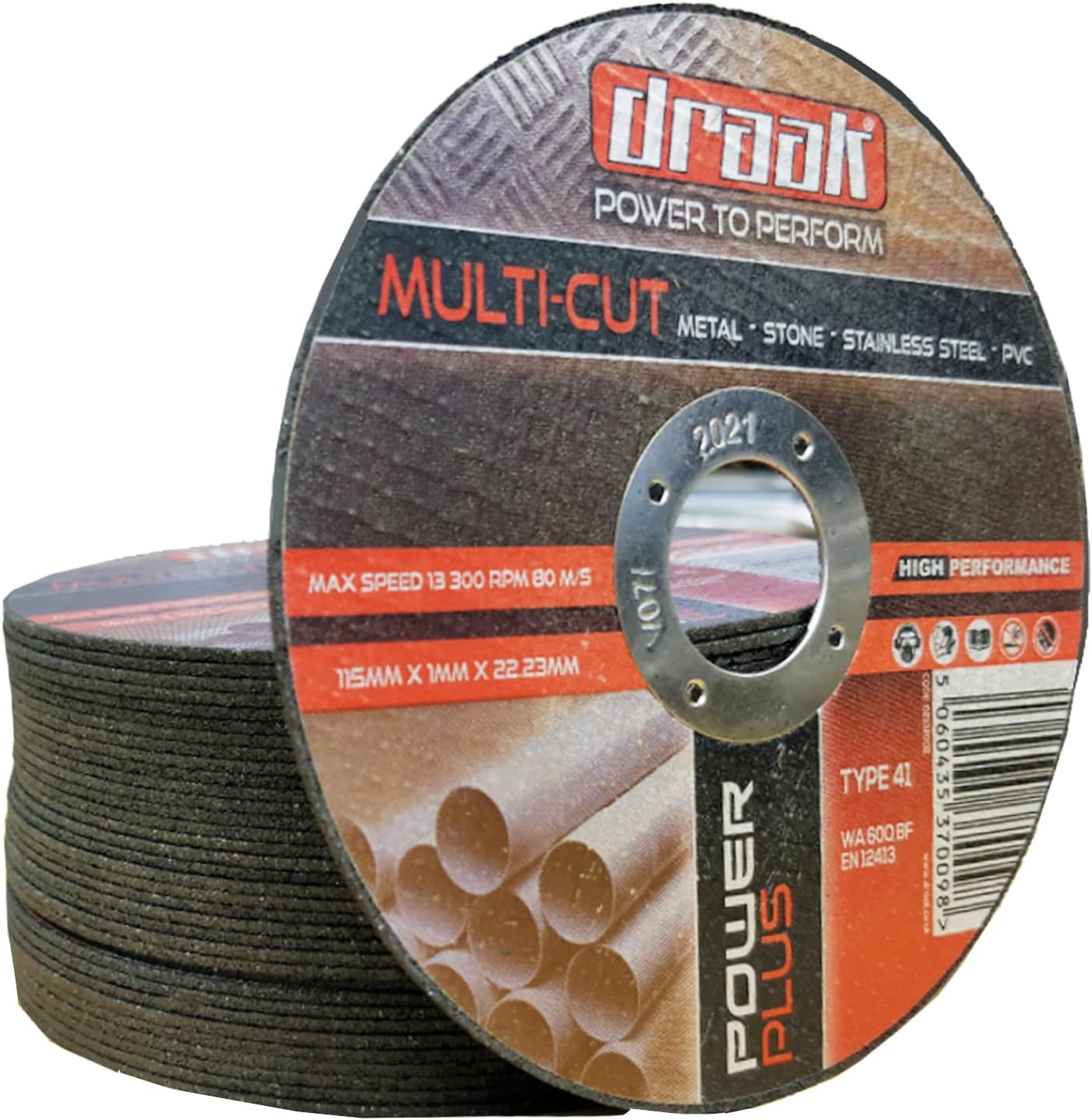 Draak 10 x Cutting Discs 115mm x 1mm Ultra Thin Fine Cutting to Cut Metal Stone Steel & PVC Cut Off Wheel for Angle Grinder