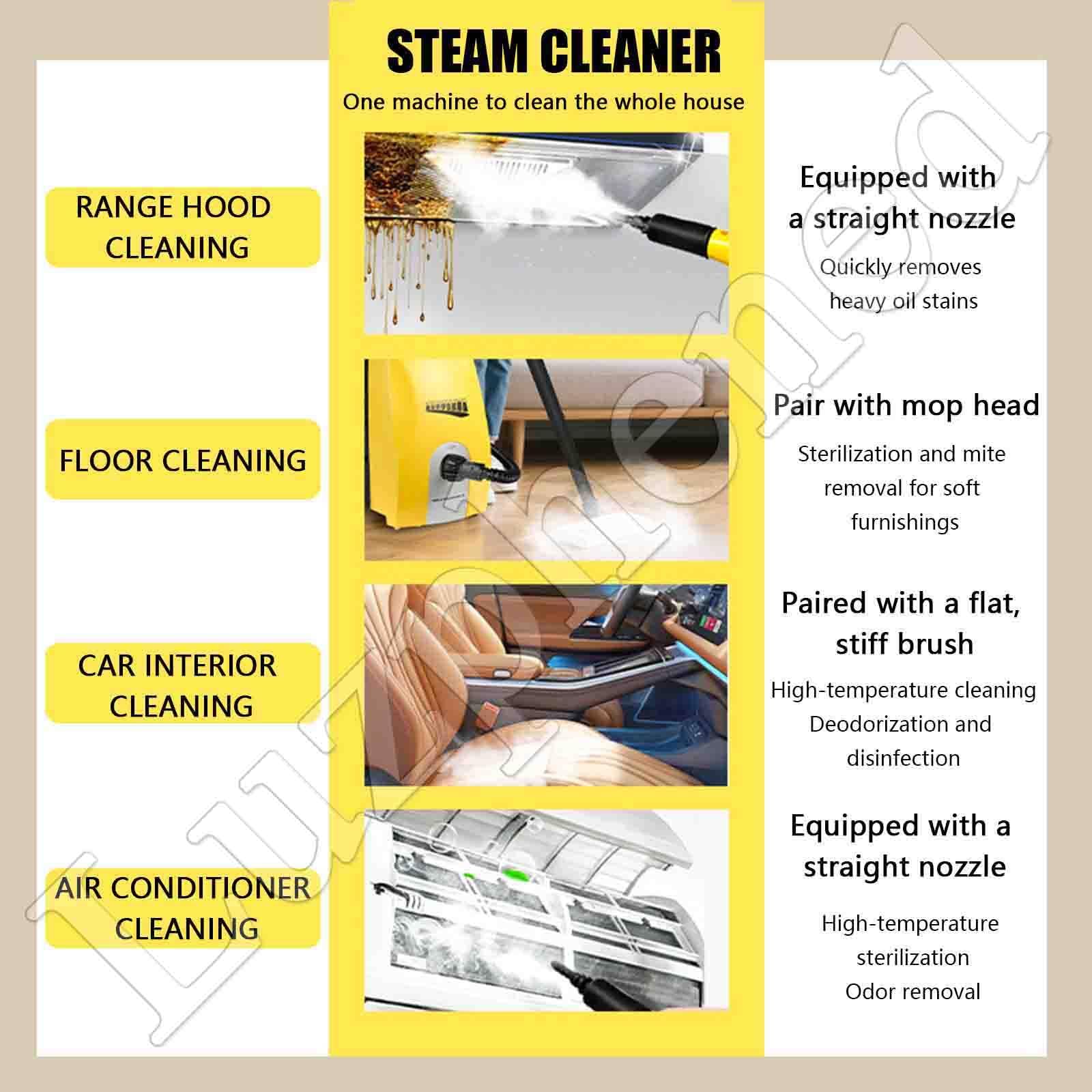 Hidrolimpiadora de Vapor de Alta presión de 3000 W, portátil y de Mano, para el hogar, el Auto, la Campana extractora y el Aire Acondicionado, con Tanque de Agua de 3.5 L Yellow