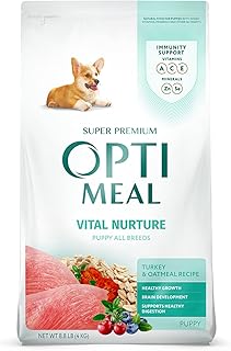 OPtimeal Natural Dog Food for Puppies - Proudly Ukrainian - Delicious Dry Puppy Food Recipe, Puppy Dog Food for Healthy Growth and Development8.8 lbsTurkey & Oatmeal