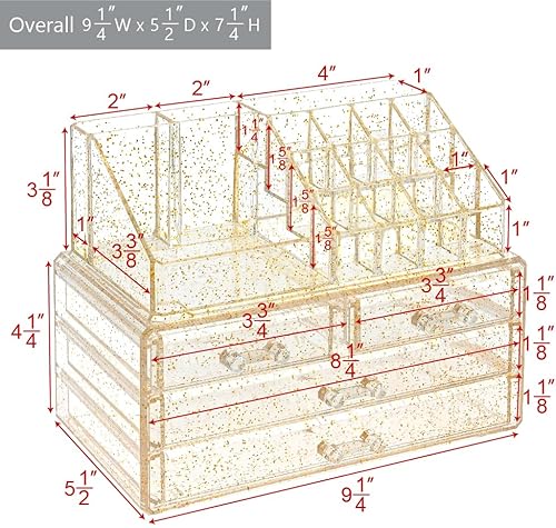 Miniatura 10 de Ikee Design Juego de dos cajas de exhibición de almacenamiento rosa para joyas y cosméticos, organizador de joyas cosméticos rosa, soporte de