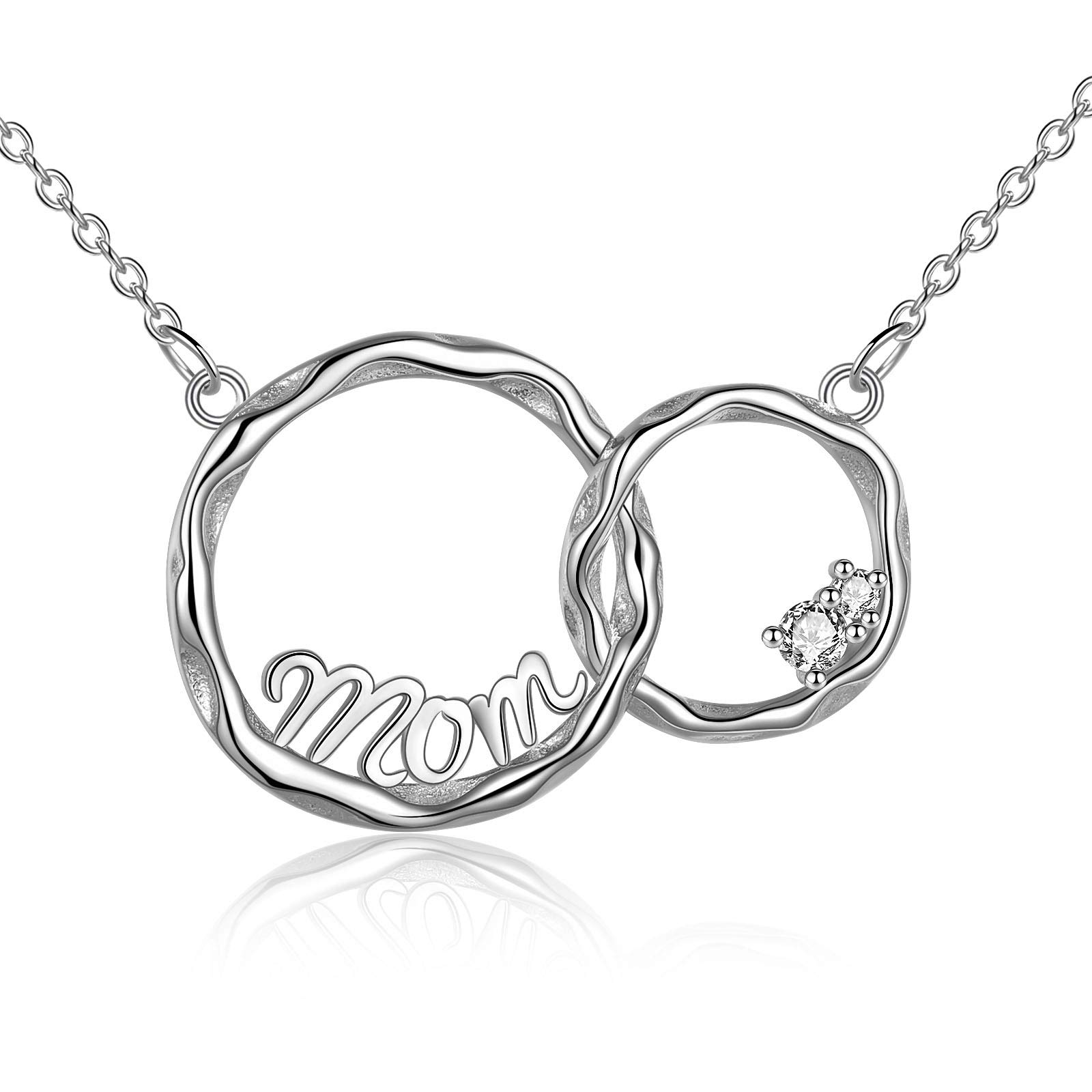 Generation Necklace 925 Sterling Silver Interlocking Double Circles Necklace for Grandma Mom Sisters Birthday Jewelry Gifts