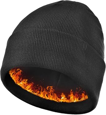 Keains Unisex Wooly Hat Thermal Winter Hats Warm Fleece Lining Hats  Knit Beanie for Men and Women Gifts for Men Women Dad